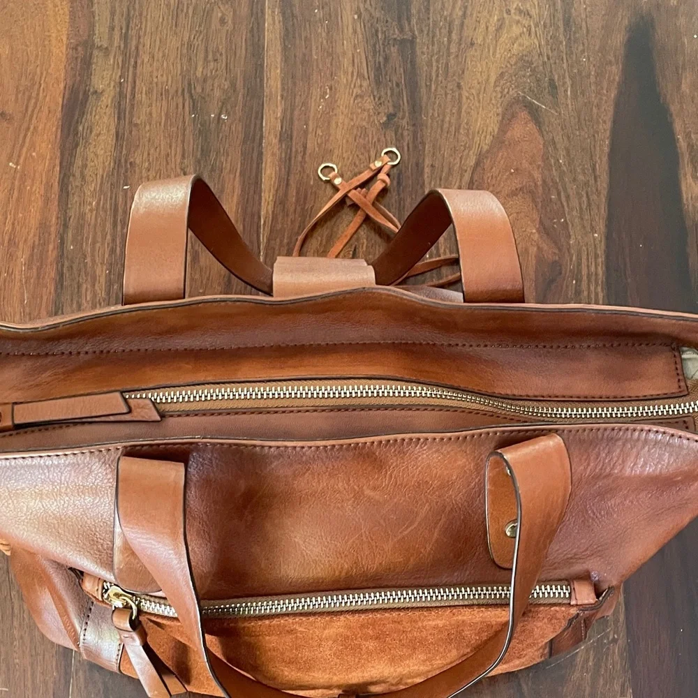 PIKOLINOS Cognac Leather & Suede Tote